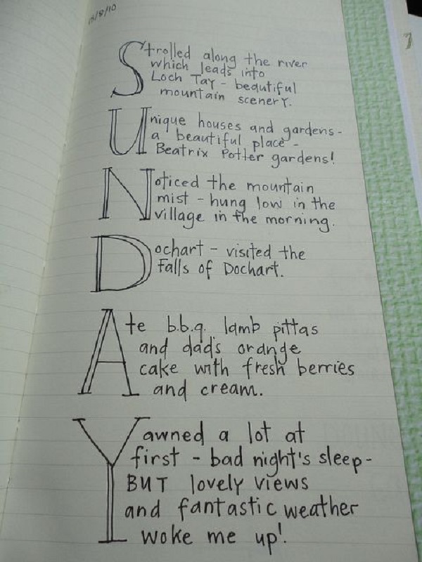 things to write on diary